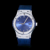 Blue Dial Moissanite Watch – Premium Leather Strap Urban Luxury Style